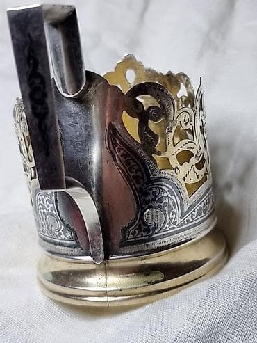 антикварят: СССР СЕРЕБРЯНЫЙ Подстаканник резной, с богатым растительным — 3