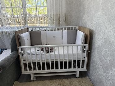 детские кроватки фото: Детская приставная кроватка, С колесиками, цвет - Белый — 3