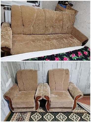 диваны с креслами: Комплект мягкой мебели, цвет - Бежевый — 1