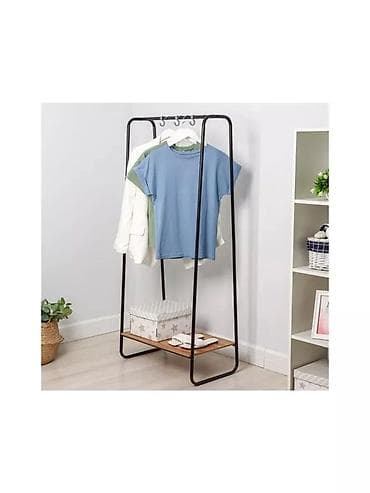 деревянные вешалки: Тумба для вещей и одежды, Без зеркала, Железо, цвет - Черный — 1