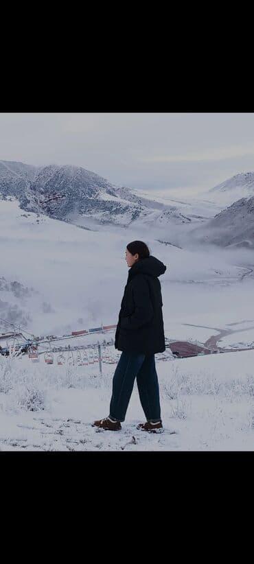 купить женский пуховик большого размера: Зимняя пуховая куртка с капюшоном, черная - Теплая, объемная — — 3