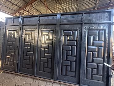 бета: Металлические уличные ворота с калиткой - Материал: сталь, каркас из — 10