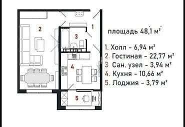 сити: 1 комната, 48 м², 108 серия, 4 этаж, Готовая ПСО (под самоотделку) — 3