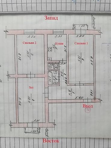 бишкек продажа квартир: 3 комнаты, 75 м², Индивидуалка, 2 этаж, Старый ремонт — 5