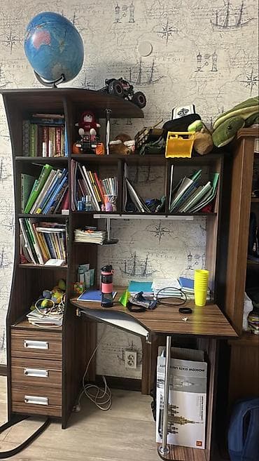 пк клуб: Спальный гарнитур, Б/у, Односпальная кровать, Тумба, Шкаф, Турция, Дерево, Платная доставка, Самовывоз, цвет - Коричневый — 2