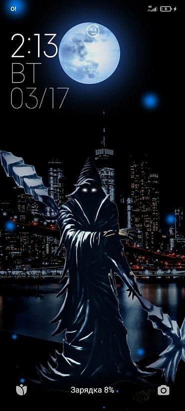 теневой профиль: Обои для смартфона — тёмная неоновая иллюстрация «Мрачный жнец в — 4