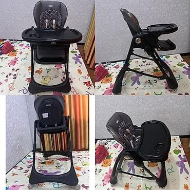 foldable table: Стульчик для кормления, Б/у, Другой бренд, Пластик, Трансформер, цвет - Черный, Бесплатная доставка — 1