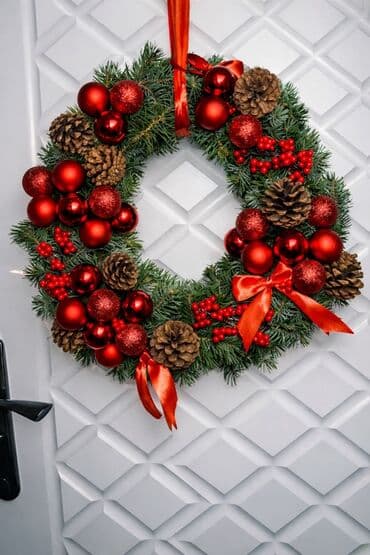 купить бак для душа недорого: Новогодний декоративный венок на дверь/стену. - Основа из еловых — 1
