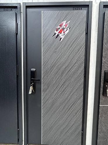 Үйлөр жана батирлер үчүн эшик, Металлдан, Бир эшиктуу, түсү - Боз