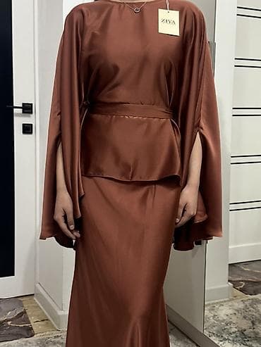 Личные вещи: Вечернее платье, Русалка, Длинная модель, Атлас, С рукавами, Стандарт — 2