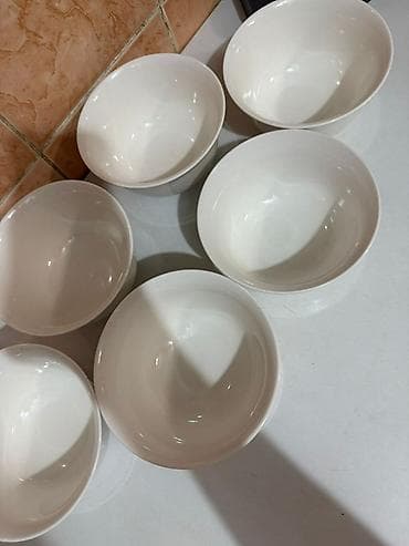 белые пакеты: Набор мисок/пиал из белой керамики — 24 штук. - Цвет: белый, у части — 2