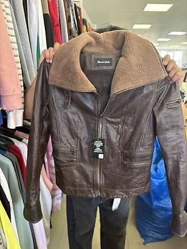 сапог талас: Кожаная куртка Massimo Dutti, коричневая - Материал: натуральная — 1