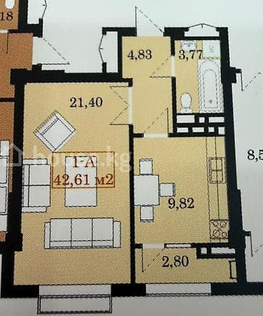 рассрочка квартира: 1 комната, 40 м², Элитка, 10 этаж, Готовая ПСО (под самоотделку) — 1