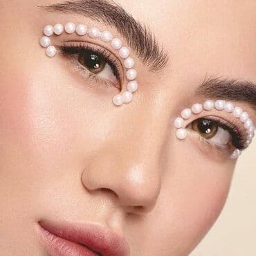 касметика для девочек: Стразы - жемчужины для лица, полу жемчужина, самоклейка, диаметр 5 мм — 3