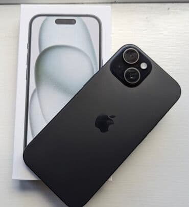 IPhone 15, Б/у, 128 ГБ, Black Titanium, Чехол, 89 %