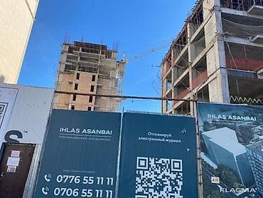 двухкомнатная: 2 комнаты, 60 м², Асанбай мкр 12 этаж, ПСО (под самоотделку) — 4