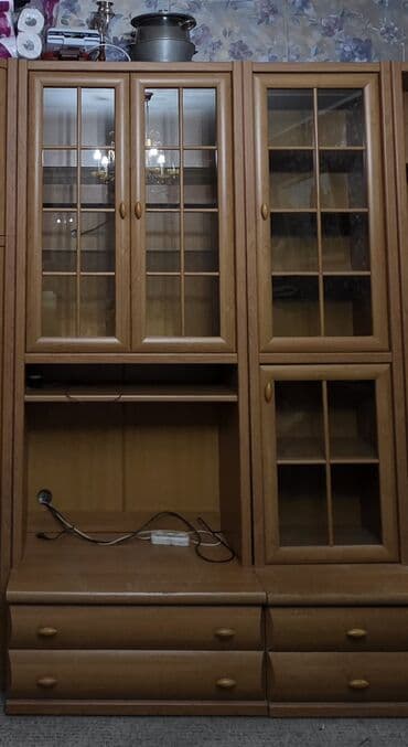 шкафы для офис: Гарнитур для зала, Б/у, Шкаф, ДСП, Самовывоз, цвет - Коричневый — 2