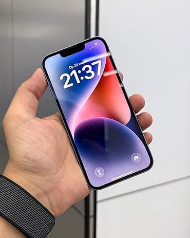 IPhone 14, Б/у, 128 ГБ, Голубой, Защитное стекло, Чехол, В рассрочку, 70 %