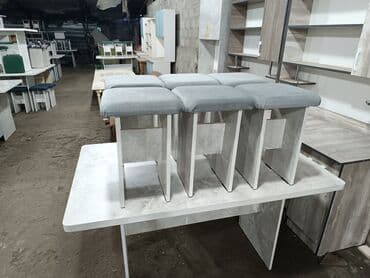 стол и табуретки для кухни: Кухонный стол и стул, Новый, Бесплатная доставка, цвет - Белый — 5