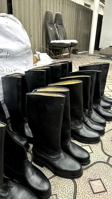 ботин: Кожаные кирзовые сапоги (юфтевые), классический прямой голенище без — 2
