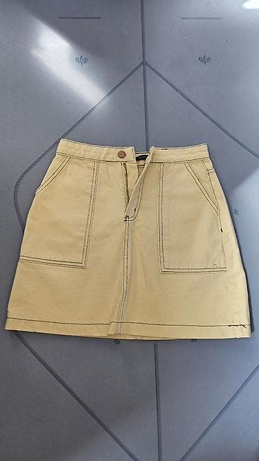 женские мини юбки: Юбка, Модель юбки: Прямая, Мини, Джинс, По талии — 1