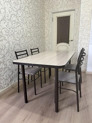 столчики: Кухонный стол и стул, Самовывоз, цвет - Серый — 1