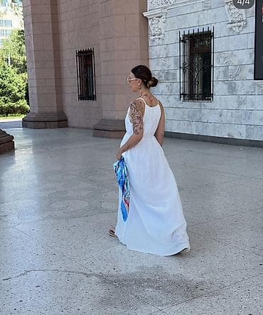 white coat: Белое летнее платье-макси - Фасон: свободный силуэт, длина в пол — 2