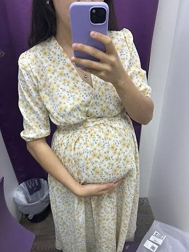 платье футляр длинное: Платье для беременных с запахом и цветочным принтом - Модель: миди с — 1