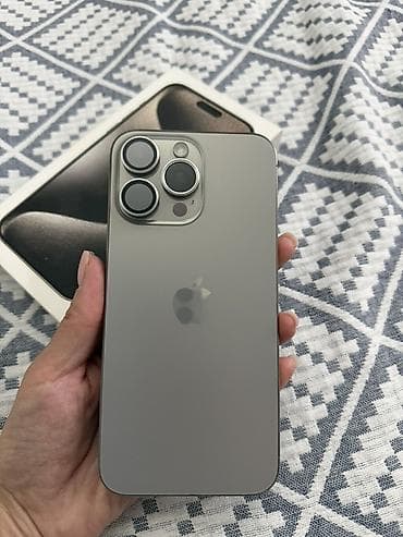 Техника жана электроника: IPhone 15 Pro Max, Колдонулган, 256 ГБ, Natural Titanium, Коргоочу айнек, Каптама, Куту, 79 % — 2