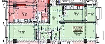 мадина резиденс: 2 комнаты, 74 м², Элитка, 3 этаж, Готовая ПСО (под самоотделку) — 2