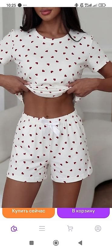 футболка с длинными рукавами: Женский домашний комплект/пижама из двух предметов: футболка и шорты — 1