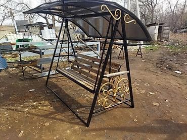 Садовые качели Металл, Со спинкой, С крышей