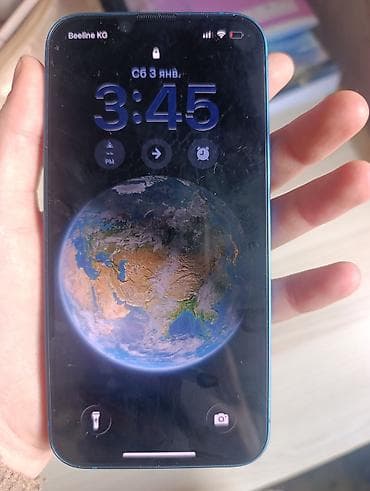 apple 13: IPhone 13, Б/у, 128 ГБ, Синий, Защитное стекло, 86 % — 3