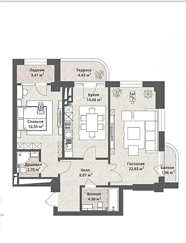 110000: 2 комнаты, 80 м², Элитка, 9 этаж — 9