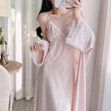 real techniques: Комплект домашней одежды: длинный халат с поясом + сорочка на — 7