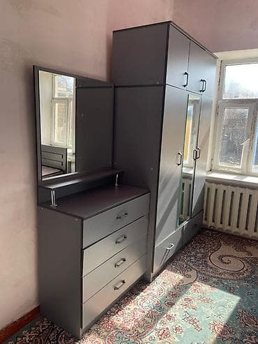 Мебельные гарнитуры: Набор мебели для спальни/детской в современном сером цвете. Состав: - — 3