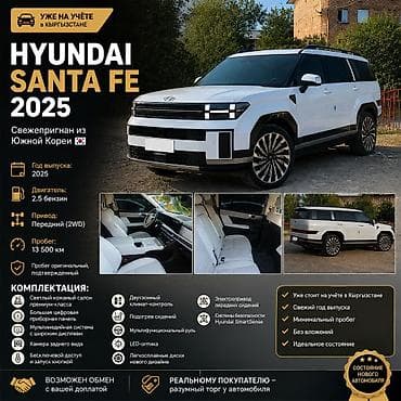 Транспорт: Hyundai Santa Fe: 2025 г., 2.5 л, Автомат, Бензин, Внедорожник — 1