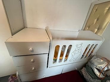 Үй жана бакча: Детская кроватка с рисунком Винни-Пуха - Материал: МДФ/дерево, каркас — 5