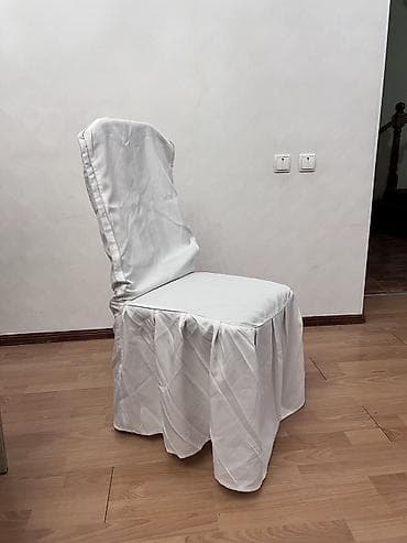 клеёнка для стола: Белый чехол на стул с юбкой на прокат - Модель: чехол на высокий — 4