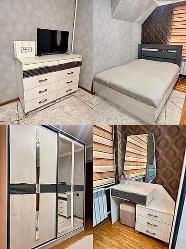 Спальный гарнитур в современном стиле (светлый дуб/бетон, серые at lalafo.kg Спальный гарнитур в современном стиле (светлый дуб/бетон, серые