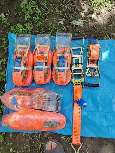 б у страпила: Новые Стяжные ремни с трещоткой (ратчет), оранжевые, с крюками - — 2