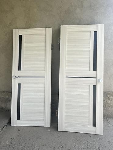 Межкомнатная дверь, Б/у, Глухие, Двухстворчатая, цвет - Серый