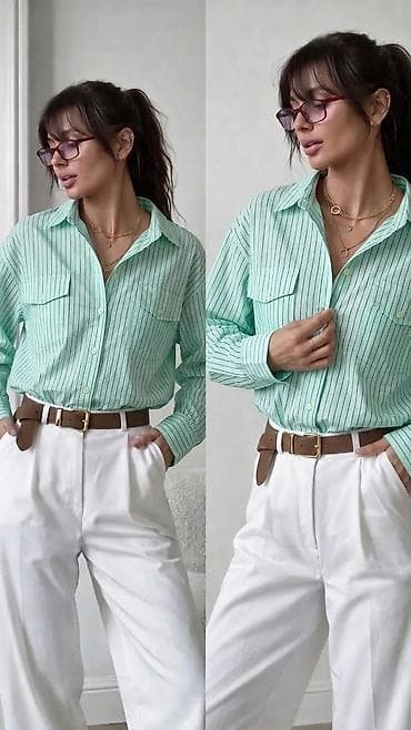 женские полосатые шарфы: Рубашка, Классическая модель, Оверсайз, В полоску, Китай — 4