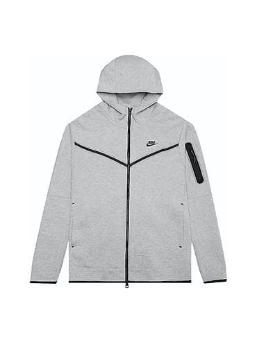 Мужская худи/толстовка на молнии с капюшоном Nike Tech Fleece, серый