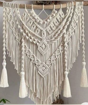 ваза индия: Макраме-панно и декоративные листья для интерьера. - Ручное плетение — 1