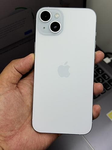 iphone kg: IPhone 15 Plus, Б/у, 128 ГБ, Голубой, Защитное стекло, Чехол, 87 % — 1