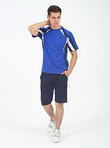 nike tech: Мужская спортивная футболка Adidas - Цвет: синий с контрастными — 3