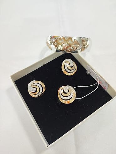 Серебряный комплект + Билерик Серебро 925 с напылением золото