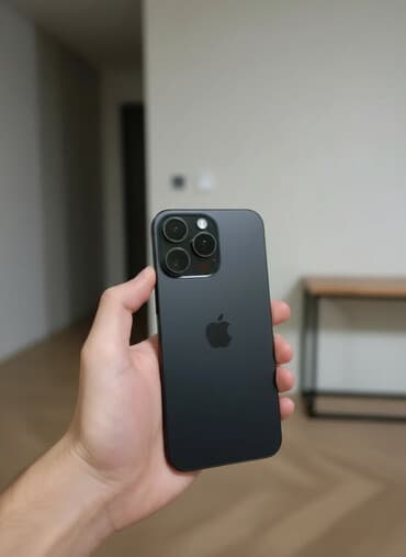 ош айфоны: IPhone 15 Pro Max, Колдонулган, 256 ГБ, Black Titanium, Коргоочу айнек, Каптама, 90 % — 1