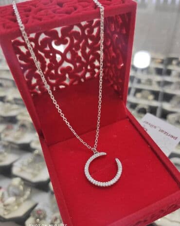 купить свадебное платье недорого: Очень красивый подвеска с цепочкой Серебро 925 пробы Камни фианиты — 1